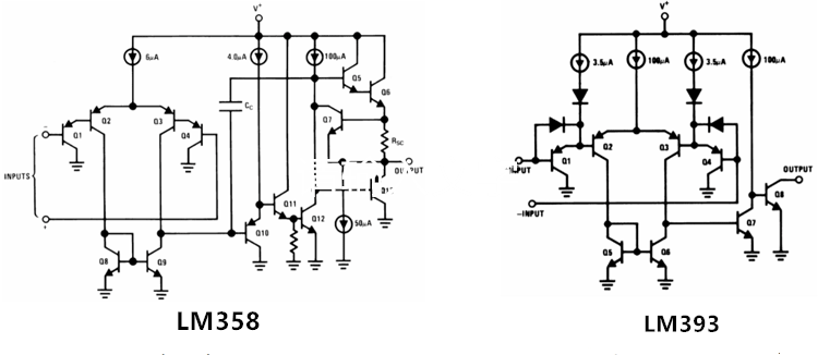 LM358 vs LM393 Internal Circuit